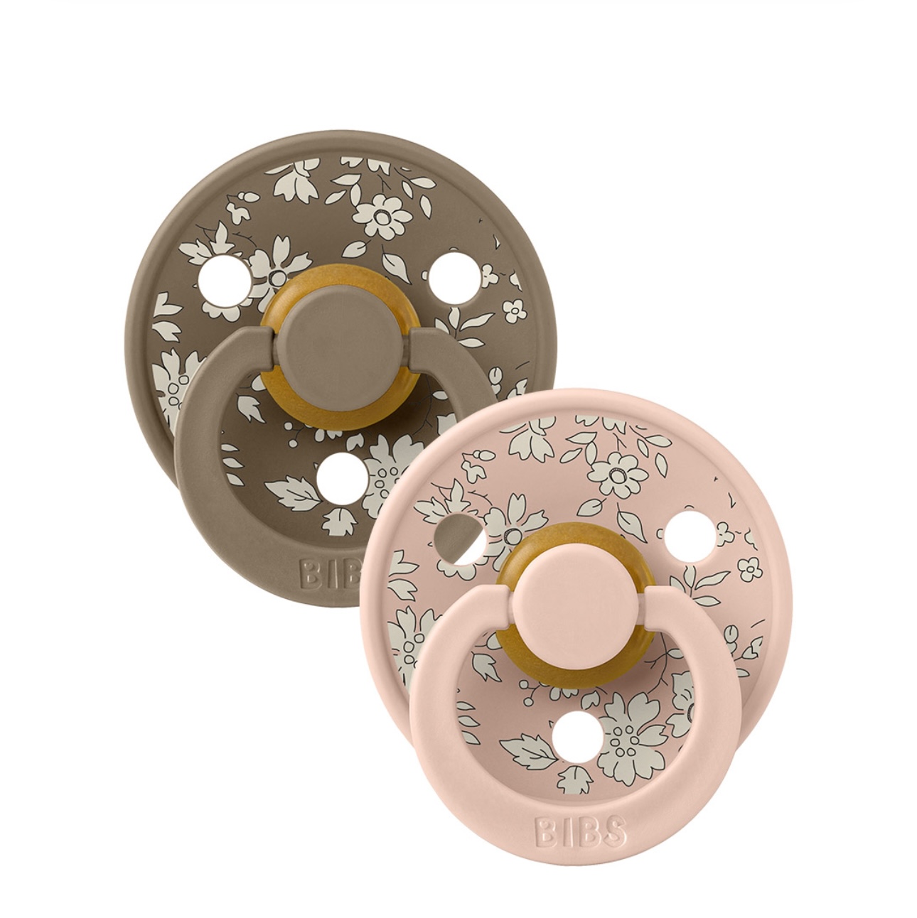 Пустушка Bibs x Liberty Colour Latex Round (кругла) Capel Blush/Dark Oak Mix 0-6 м ( 2 в упаковці )