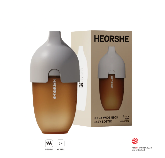 Пляшечка HEORSHE 240 мл ( 6+ м ) сірий