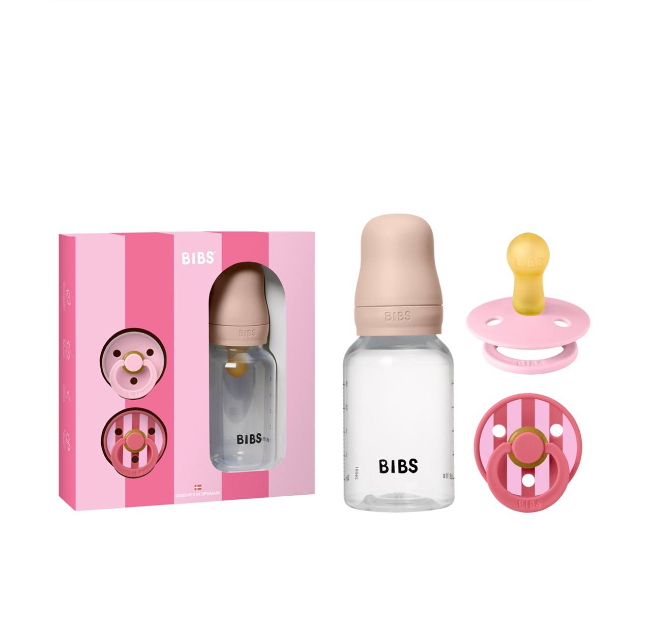 Набір пляшечка та 2 пустушки bibs gift set baby sprinkle blush