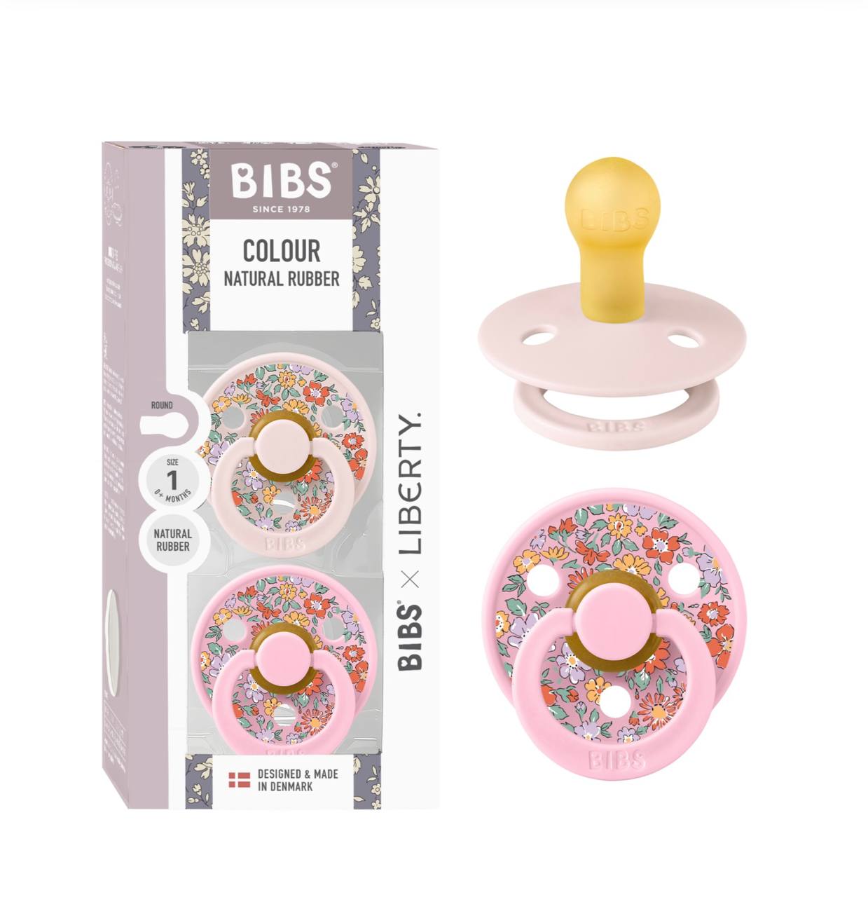 Пустушка Bibs x Liberty Colour Latex Round (кругла) oscar meadow petal Mix 6 -18 м ( 2 в упаковці )
